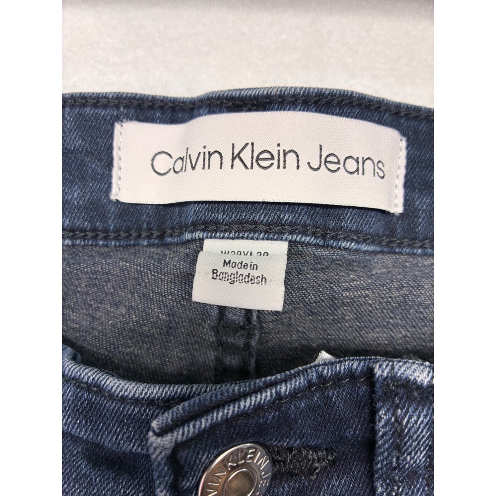 Calvin Klein Modern Slim Jeans Indie Sleaze Minimalist Indigo - 28 Dark Blue - Picture 3 of 11